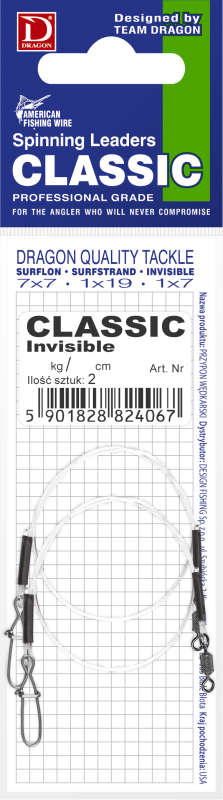 Przypon Dragon Invisible Fluorocarbon 15kg Classic 35cm 2 szt.
